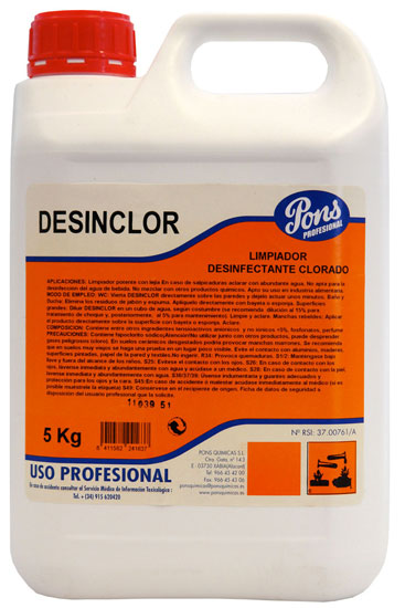 DESINCLOR-solutie igienizanta pe baza de clor-5L Asevi Asevi