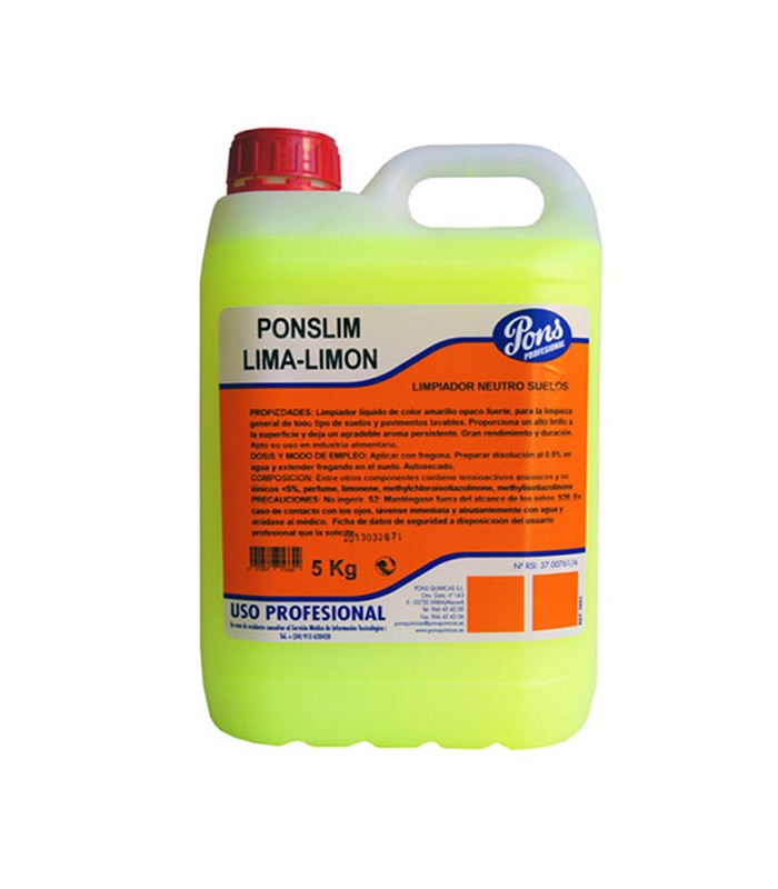 PONSLIM LIMA Manual -detergent universal concentrat pentru pardoseli cu parfum de lamie 5L Asevi Asevi imagine 2022 depozituldepapetarie.ro