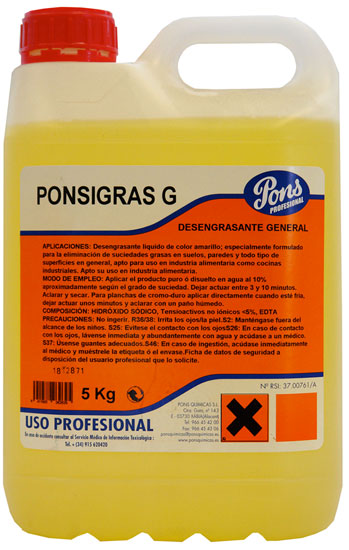 Ponsigras G-Detergent Profesional Degresant Concentrat 5l Asevi 2021 sanito.ro