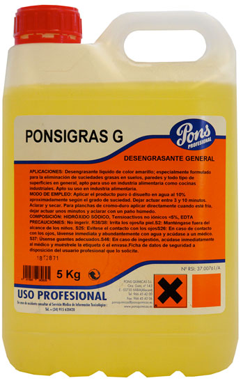 PONSIGRAS G-detergent profesional degresant concentrat 5L Asevi