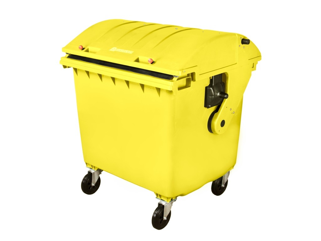 Container HDPE CLE 1100L cu capac rotund galben - Transport inclus