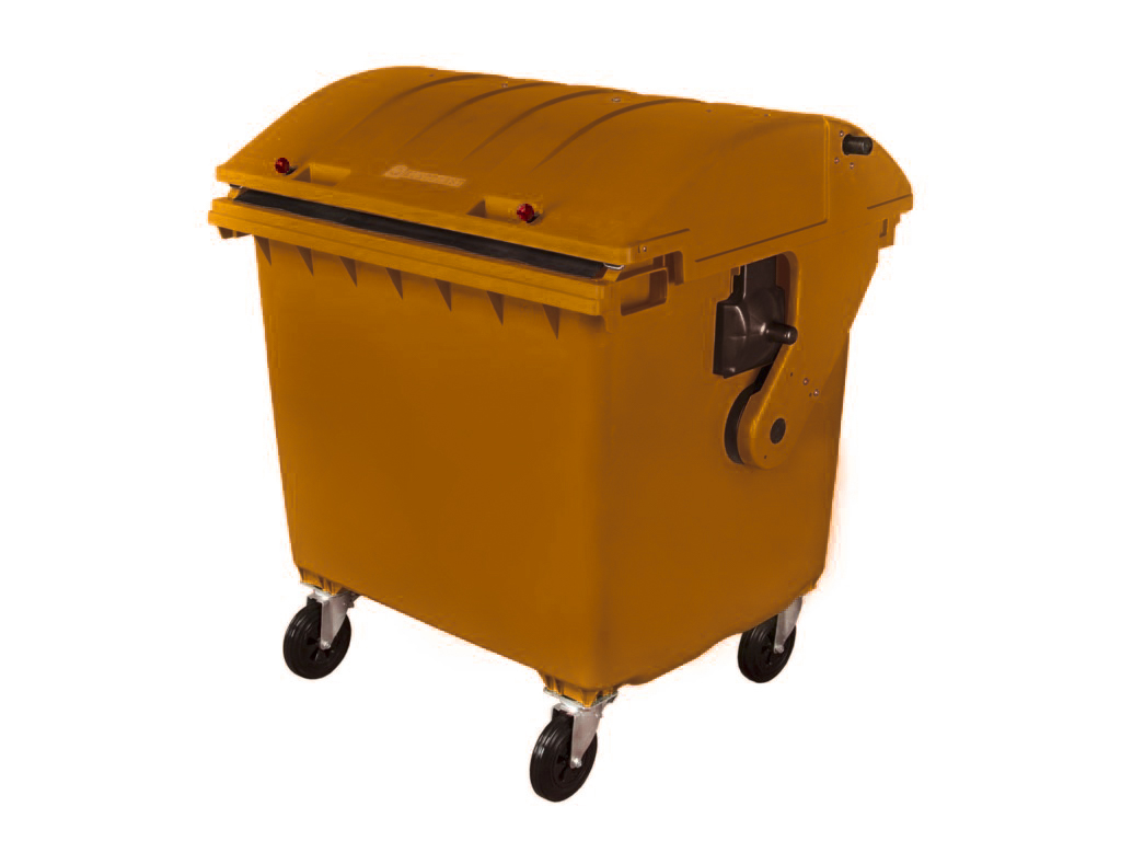 Container HDPE CLE 1100L cu capac rotund maro – Transport inclus AQAS