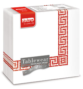Servetele de masa din airlaid  40x40 cm  Mykonos Red  FATO  50 buc / pachet