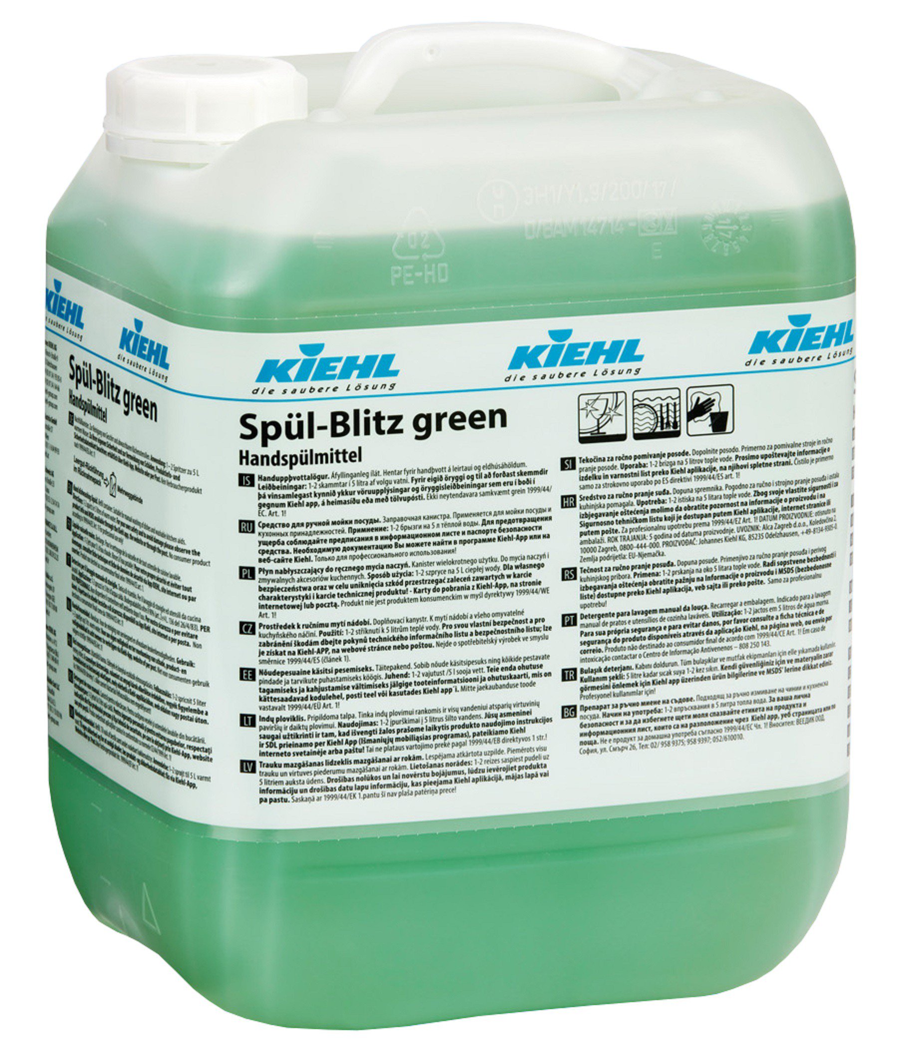 Poza SPUL BLITZ GREEN-Detergent pt vesela cu efect de luciu dupa uscare pt toate supraf din bucatarie 10L Kiehl