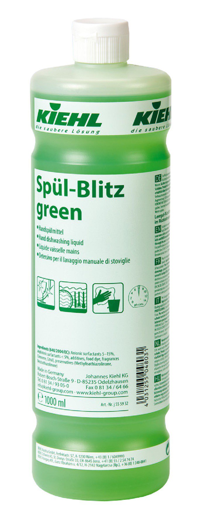 SPUL BLITZ GREEN-Detergent pt vesela cu efect de luciu dupa uscare  pt toate supraf din bucatarie  1L  Kiehl