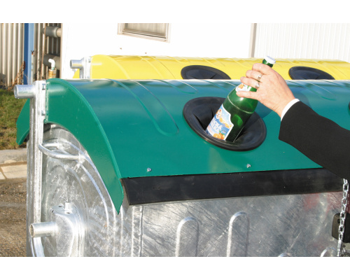 Eurocontainer zincat 1100 l - capac verde  colectare sticla - Transport inclus