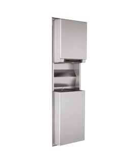 Sistem combi 2 in 1 compus din dispenser cu senzor de prosoape si cos hartie inox satinat seria clasic bobrick