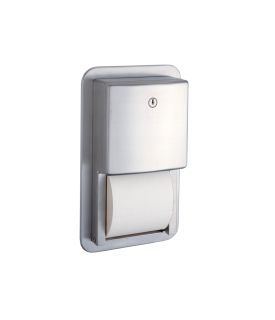 Dispenser hartie igienica incastrat in perete cu 2 role normale inox finisaj satinat Contura Bobrick