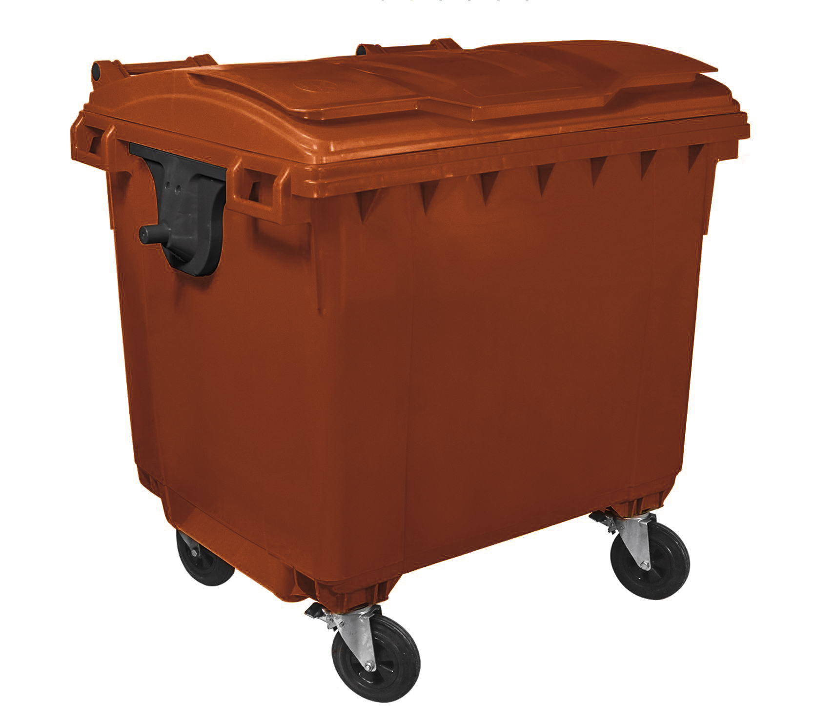 Container HDPE CLF 1100L cu capac plat maro - Transport inclus