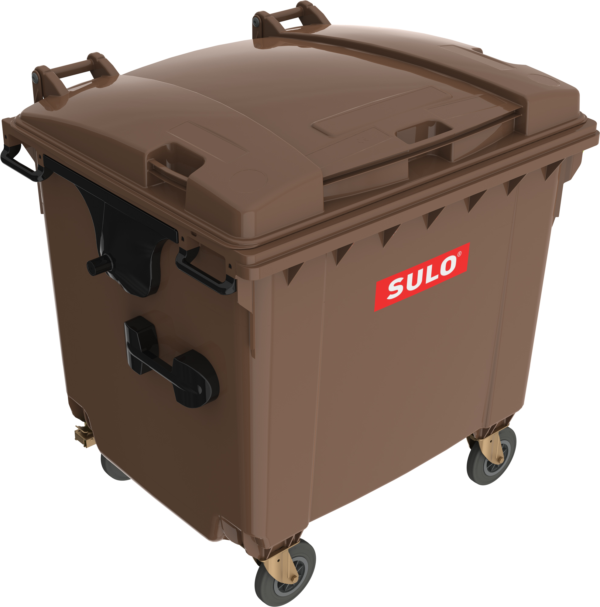 Eurocontainer maro din material plastic  cu capac plat  SULO  1100 l  - Transport Inclus