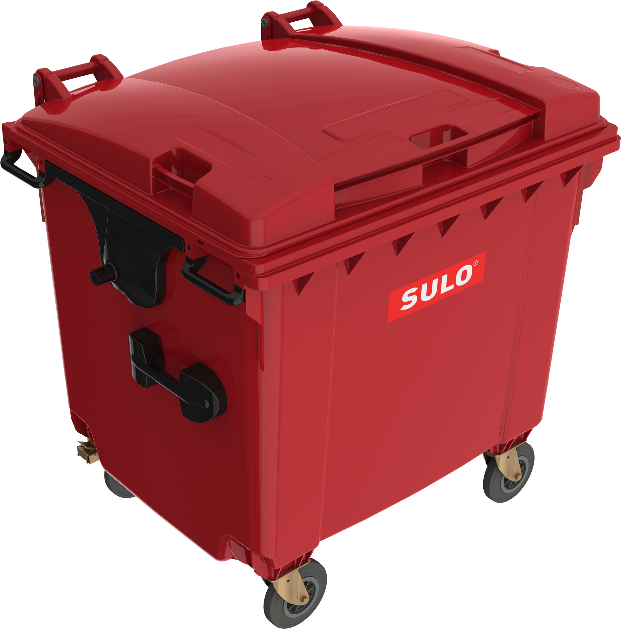 Eurocontainer rosu din material plastic cu capac plat SULO 1100 l – Transport Inclus 1100