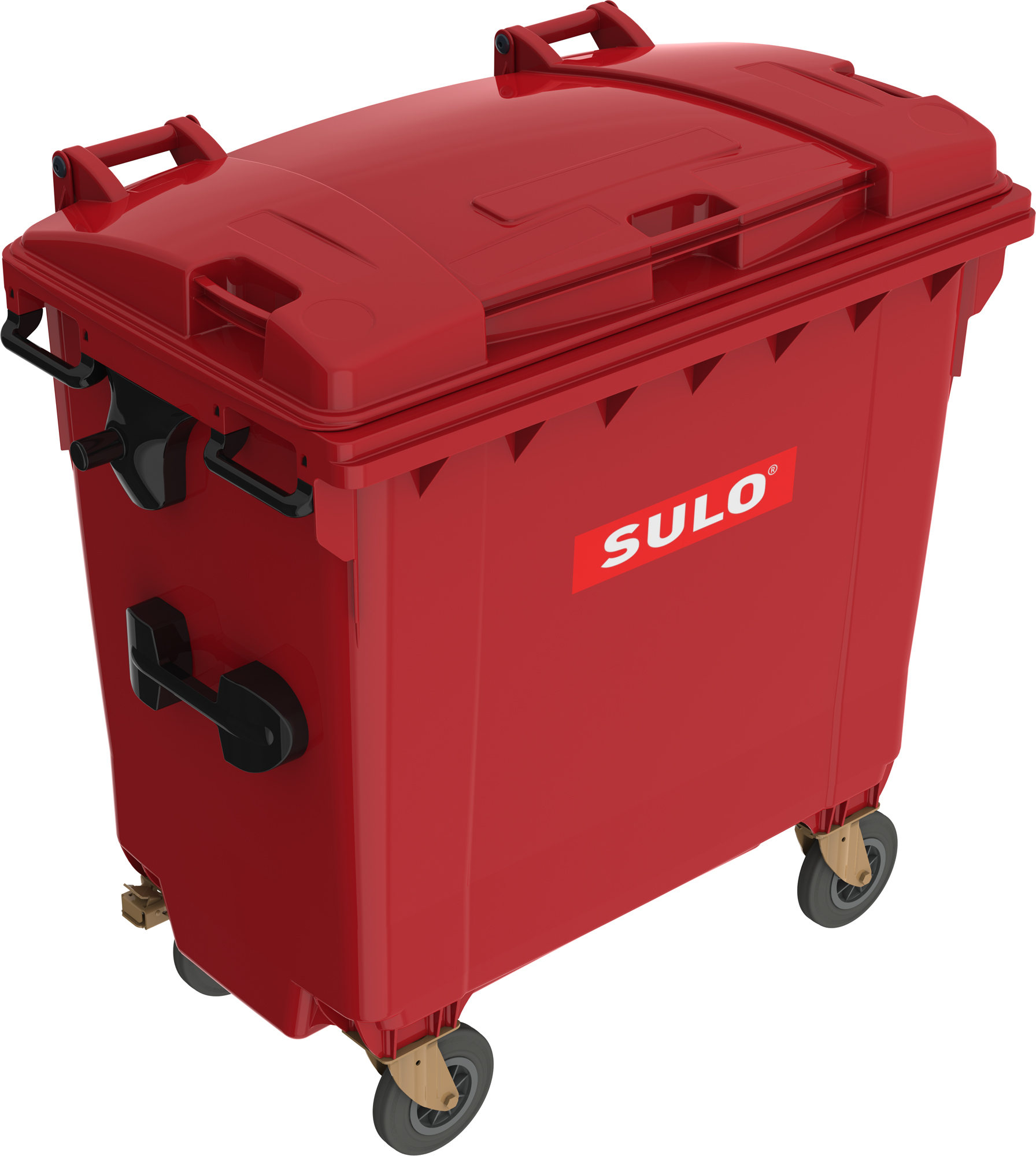 Eurocontainer plastic 770 L rosu capac plat SULO – Transport Inclus 770