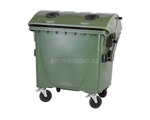 Eurocontainer din plastic 1100 L capac rotund verde inchizatoare pentru capac – colectare sticla SULO – Transport Inclus 1100