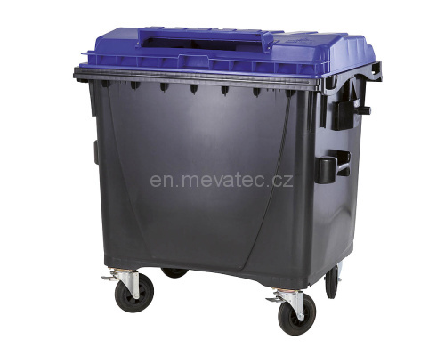 Eurocontainer din plastic 1100L  capac plat  albastru  inchizatoare pentru capac - colectare hartie SULO - Transport Inclus