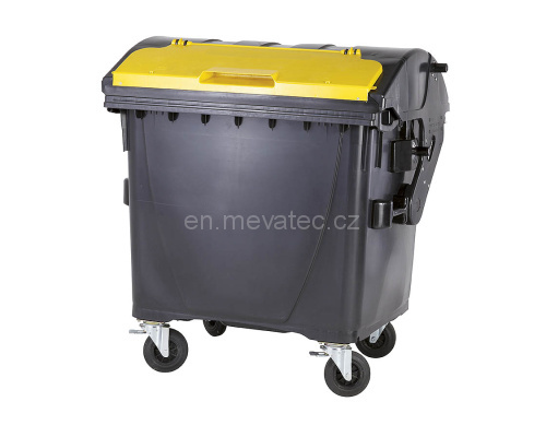 Eurocontainer din plastic  1100L  negru  capac in capac galben SULO - Transport Inclus