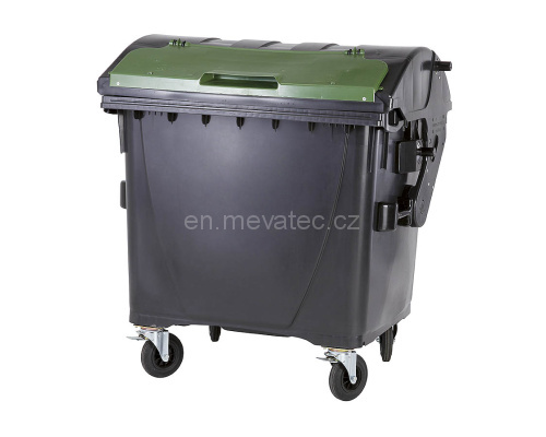 Eurocontainer plastic  1100 L  negru  capac in capac verde  SULO - Transport Inclus