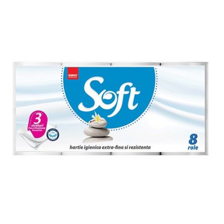 Hartie Igienica Sano Paper Toilet Soft 3 Straturi 8 Role 2021 sanito.ro