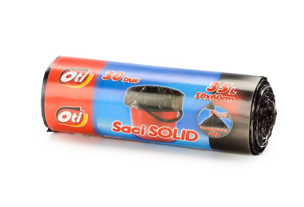 Saci menaj SOLID 35L negru 50×60 cm. 30 buc./rola Oti Oti