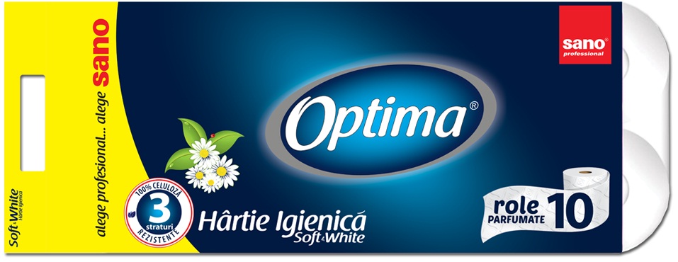 Hartie igienica in 3 straturi 10 role/pachet SANO PAPER TOILET OPTIMA sanito.ro