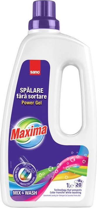 Detergent gel pentru rufe Sano Maxima Mix and Wash 1L sanito.ro imagine 2022 caserolepolistiren.ro