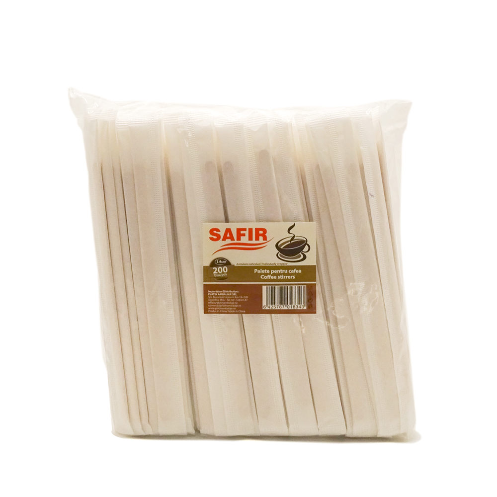 Set 200 bucati Palete cafea lemn 14 cm ambalate individual