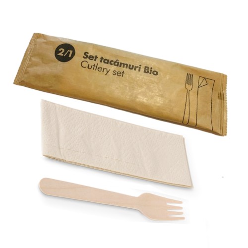 Set 100 bucati furculita si servetel 16 cm