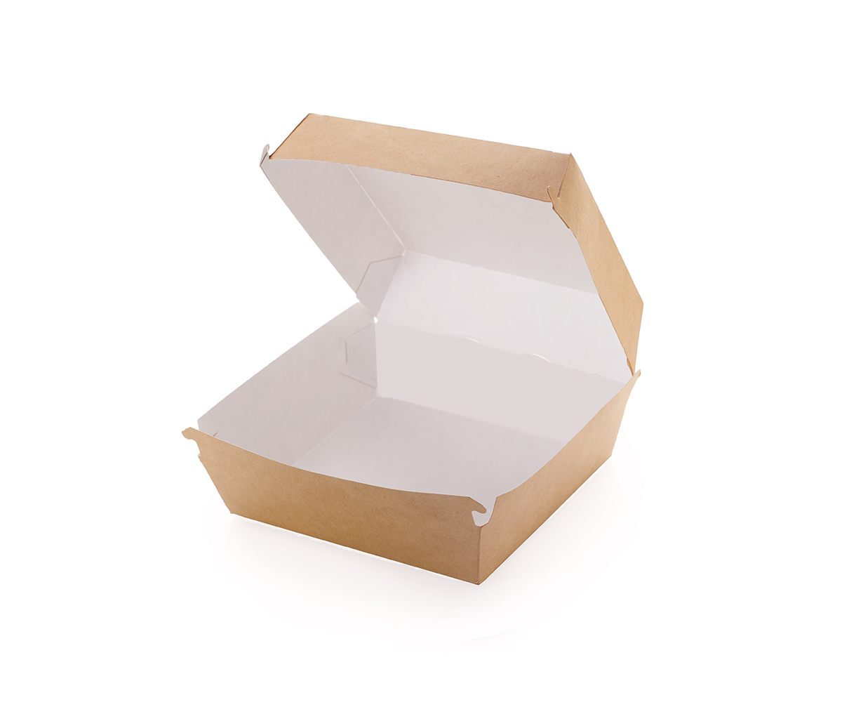 Hamburger box kraft - 13x13x9.5cm mare - 100 buc.