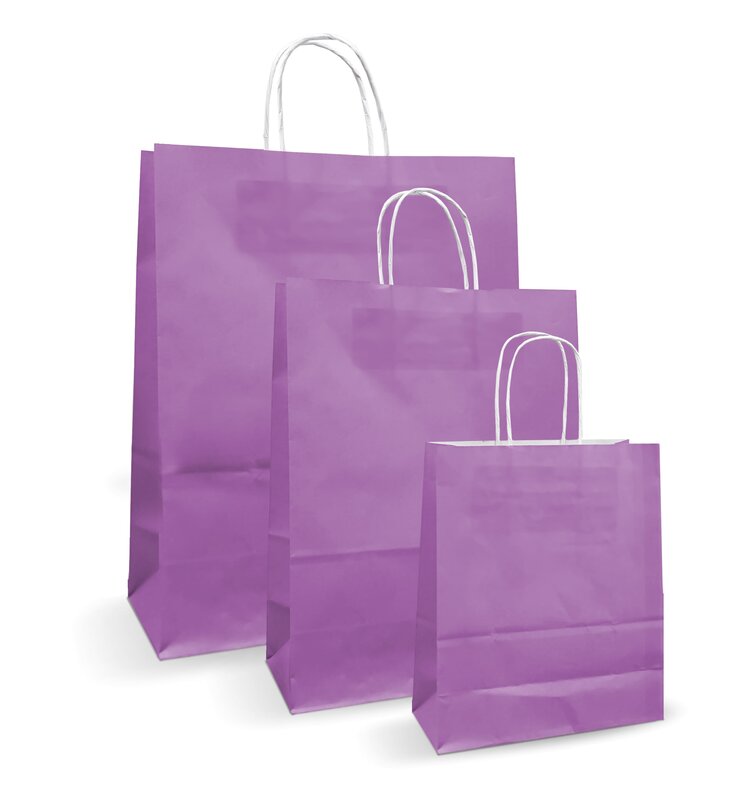 Set 100 bucati pungi albe colorate mov 18x9x25cm
