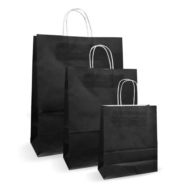 Set 100 bucati Pungi albe colorate negre 18x9x25cm