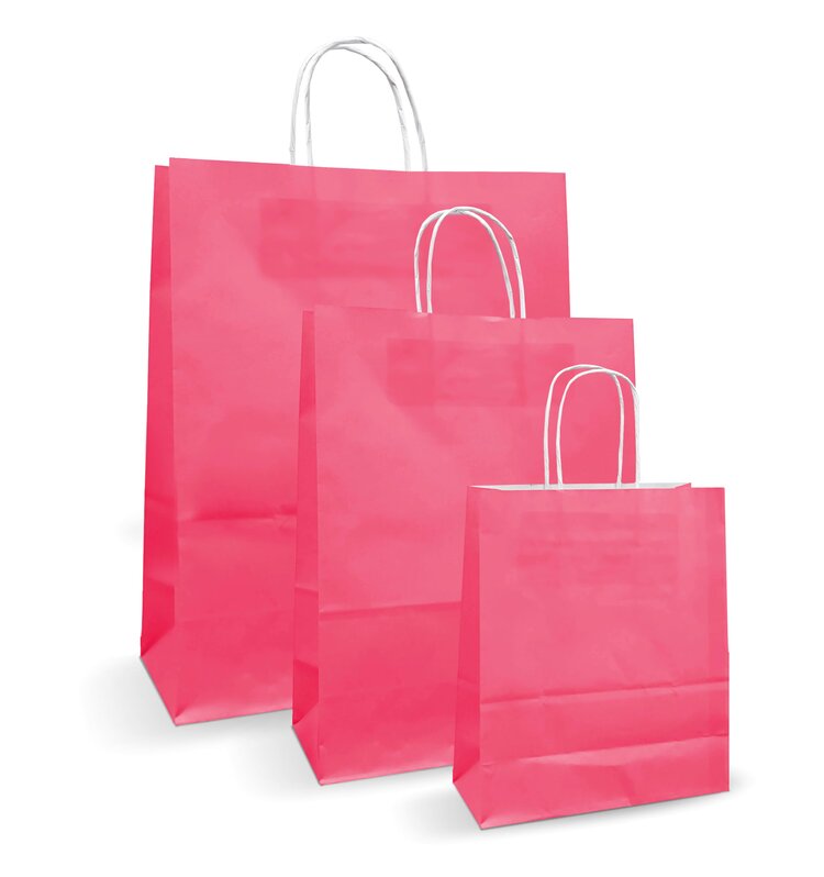 Set 100 bucati Pungi albe colorate roz 16x8x21cm