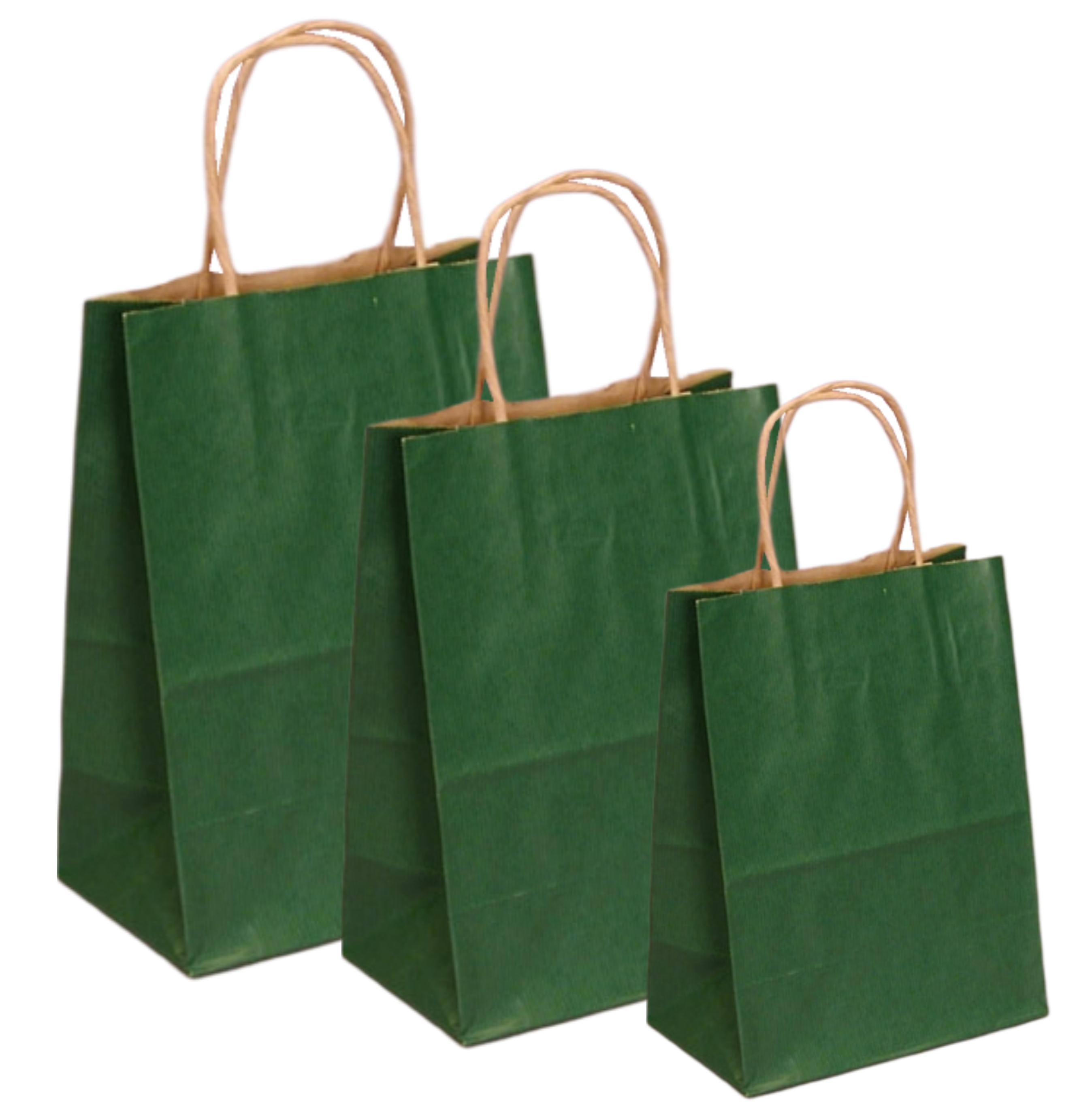 Set 100 bucati Pungi natur colorate verde inchis la exterior 18x9x25cm