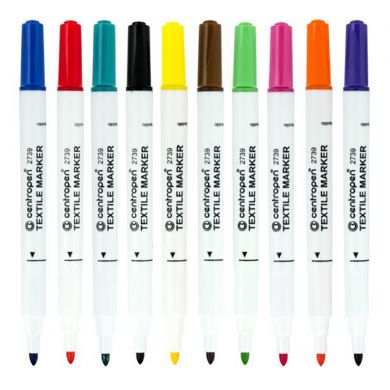 Marker centropen 2739 textil - varf rotund 10 culori/set