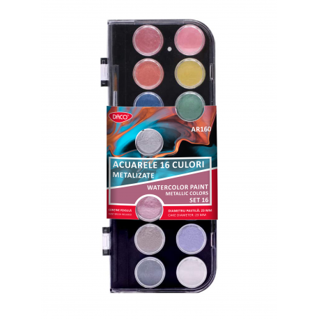 Acuarele 16 culori metalizate daco ar160
