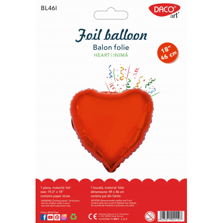 Balon folie inima 46 cm daco bl46i