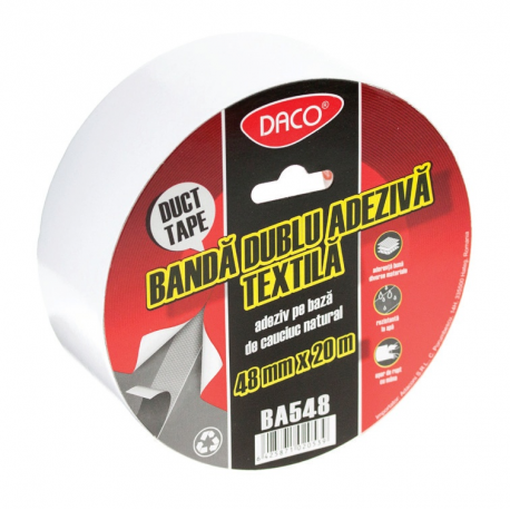 Banda adeziva dubla textila duct tape 48/20 daco ba548