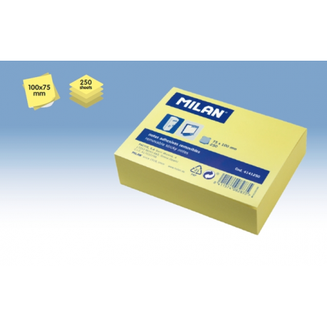 Bloc notes adeziv 75x100 galben pal 250 coli milan