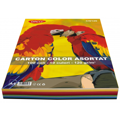 Carton color a4 120g/mp 10culori daco x 100 coli-cn120 