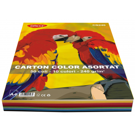 Carton color A4 240g/mp 10 culori Daco x 50 coli/top-cn240 DACO