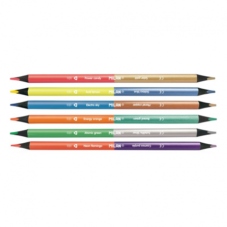 Creion color 6 bicolor fluo-metal milan sanito.ro