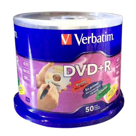 Dvd+r verbatim 16x 50/pa 4.7gb + marker cd sanito.ro