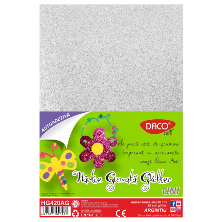 Hartie gumata aa glitter 20x30cm 10coli Daco hg420ag