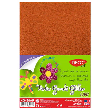 Hartie gumata aa glitter hg420ar 20x30cm 10coli daco