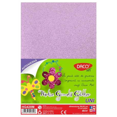 Hartie gumata aa glitter hg420m 20x30cm 10coli daco