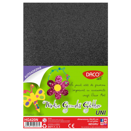 Hartie gumata aa glitter hg420n 20x30cm 10coli daco