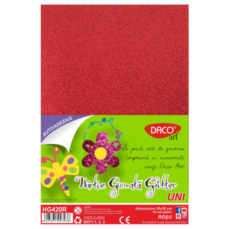 Hartie gumata aa glitter 20x30cm 10 coli daco hg420r 