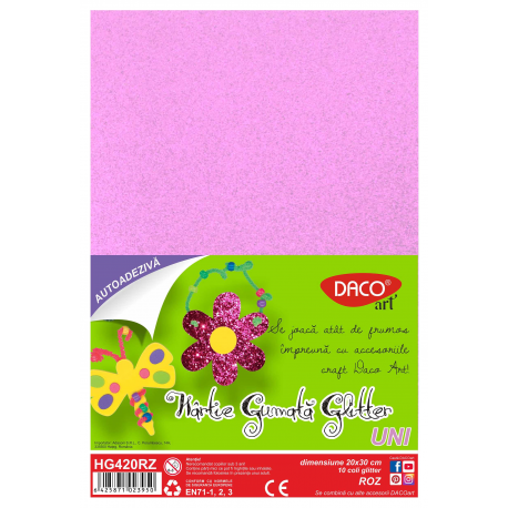 Hartie gumata aa glitter 20x30cm 10coli Daco hg420rz