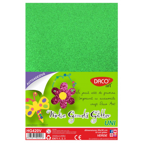 Hartie gumata aa glitter hg420v 20x30cm 10coli daco