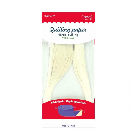 Hartie quilling aa alb 42.5x0.5cm 100/set daco hq100w