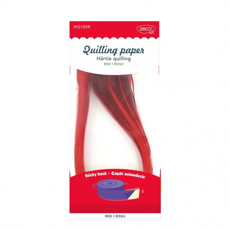 Hartie quilling aa rosu 42.5x0.5cm 100/set daco hq100r