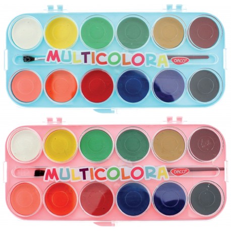 Acuarele 12 culori multicolora daco ar123